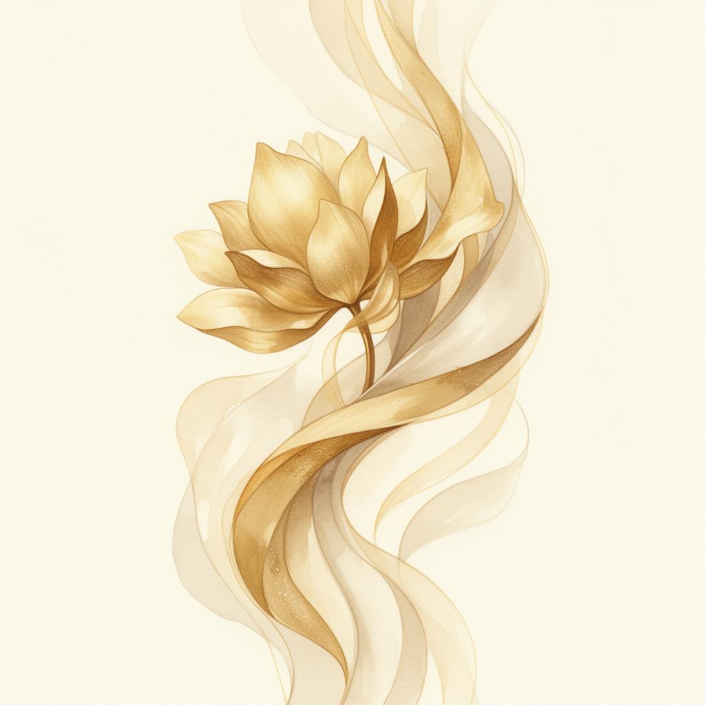 Illustration florale dorée — symbole d'éclosion